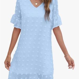 Elegant Light Blue Textured Dress